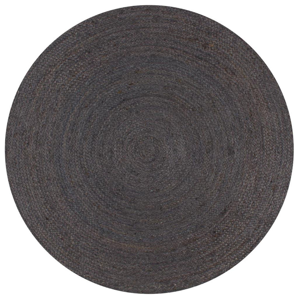 Kilimas, tamsiai pilkas, 150cm, džiutas, apvalus, rankų darbo