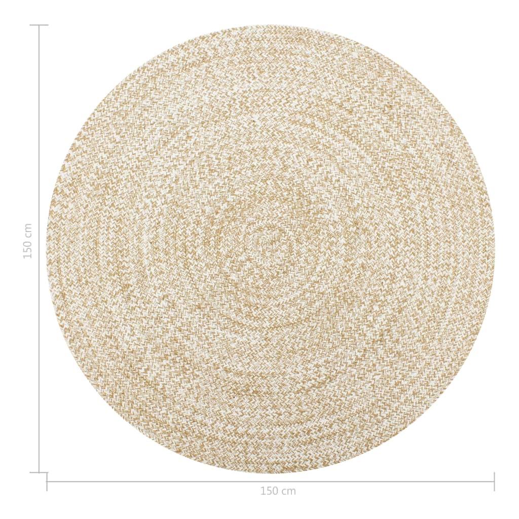 Kilimas, baltos ir natūralios sp., 150cm, džiutas, rankų darbo