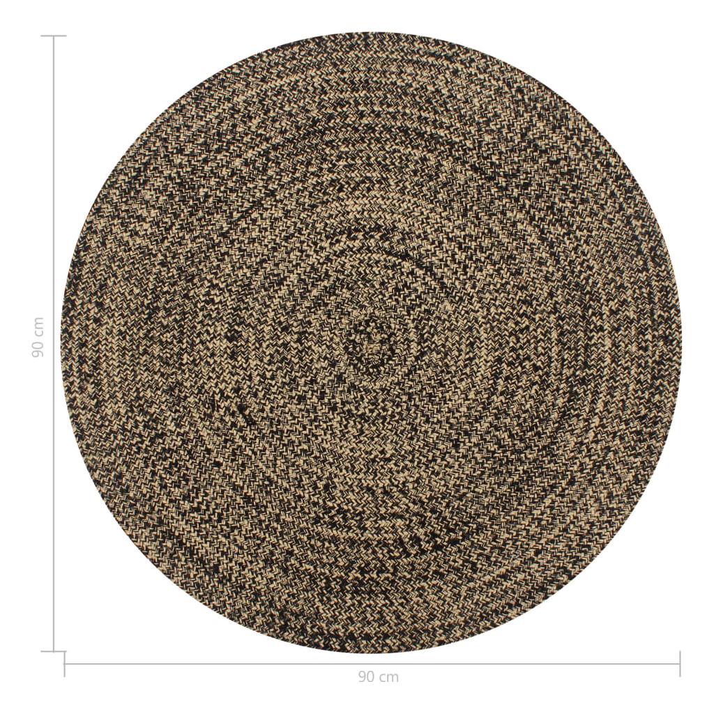 Kilimas, juodos ir natūralios sp., 90cm, džiutas, rankų darbo