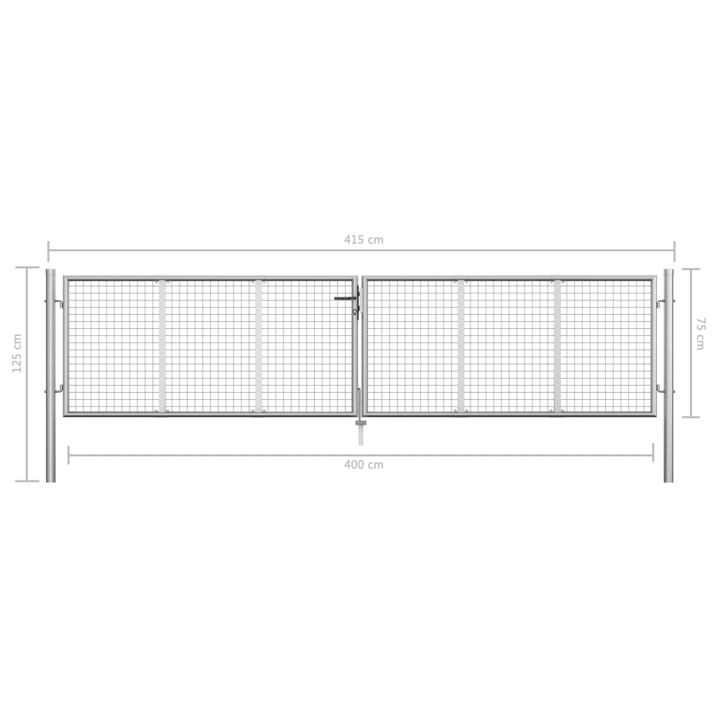 Sodo vartai, sidabrinės sp., 415x125cm, galvanizuotas plienas