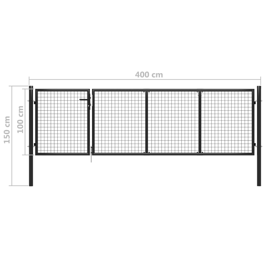Sodo vartai, antracito spalvos, 350x100cm, plienas
