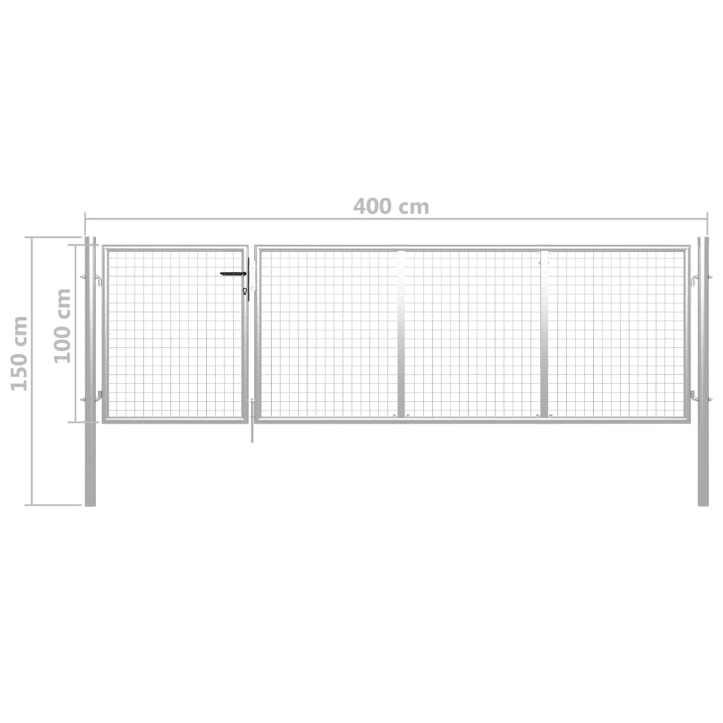 Sodo vartai, sidabrinės spalvos, 350x100cm, plienas
