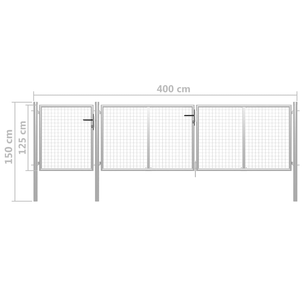 Sodo vartai, sidabrinės spalvos, 400x100cm, plienas