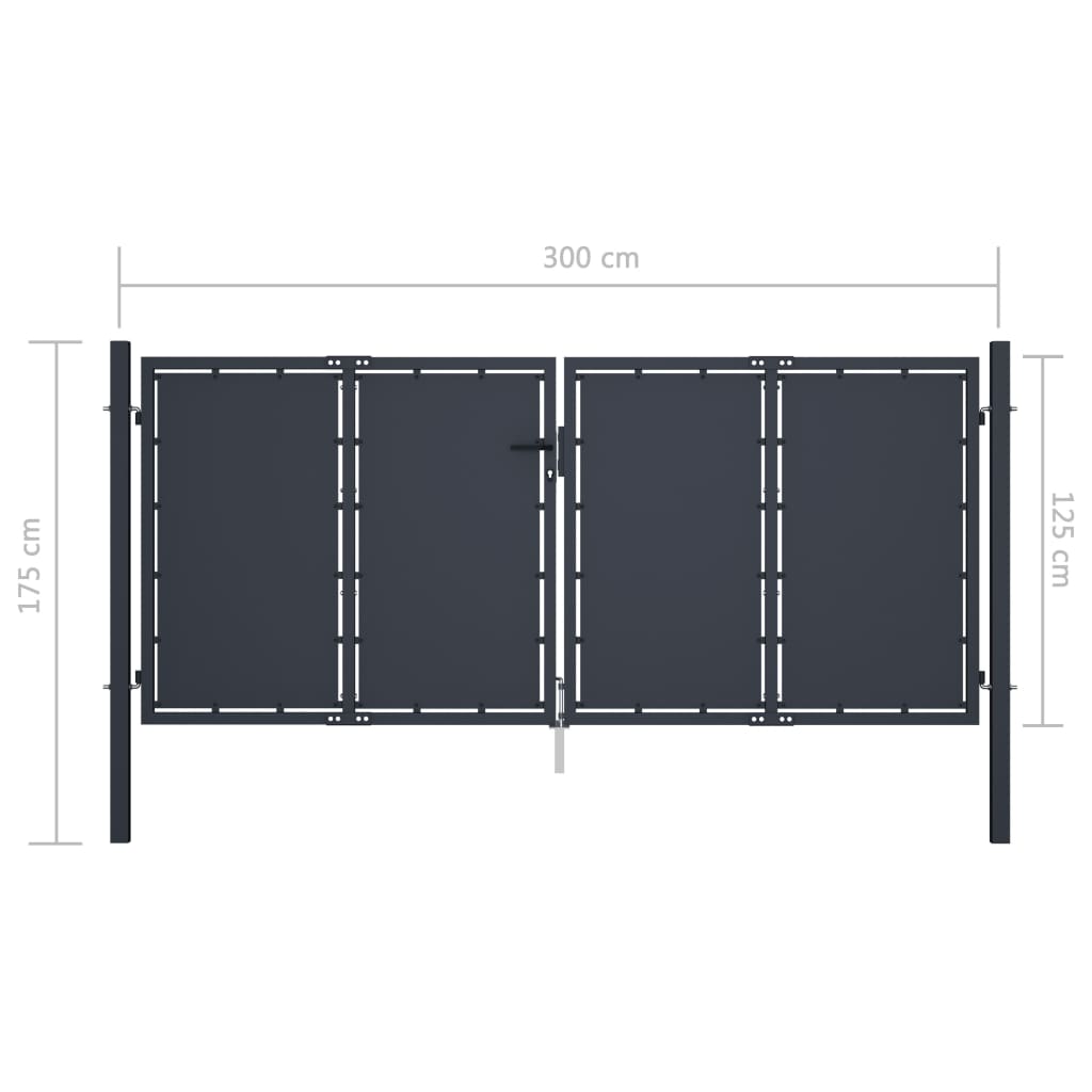Sodo vartai, antracito spalvos, 300x125cm, plienas