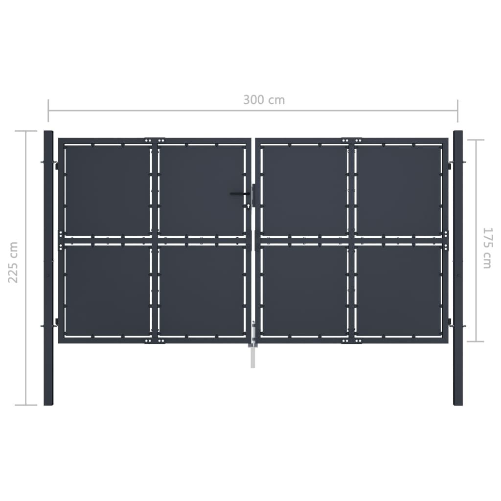Sodo vartai, antracito spalvos, 300x175cm, plienas