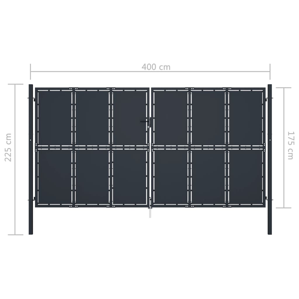Sodo vartai, antracito spalvos, 400x175cm, plienas