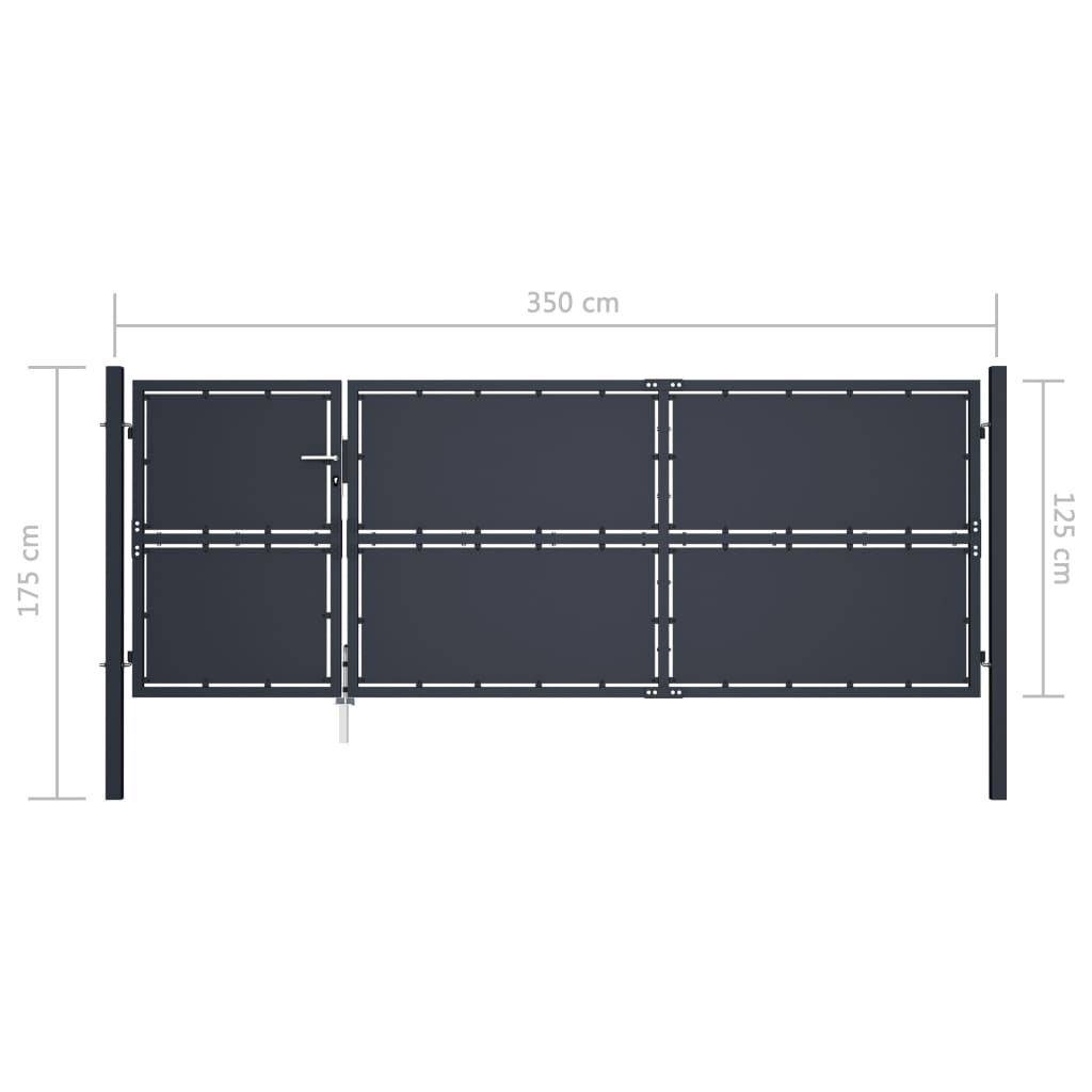 Sodo vartai, antracito spalvos, 350x125cm, plienas