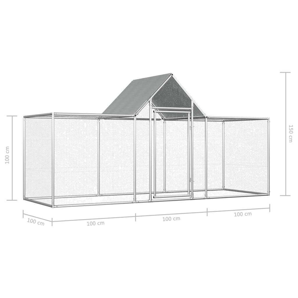 Voljeras viščiukams, 3x1x1,5m, galvanizuotas plienas