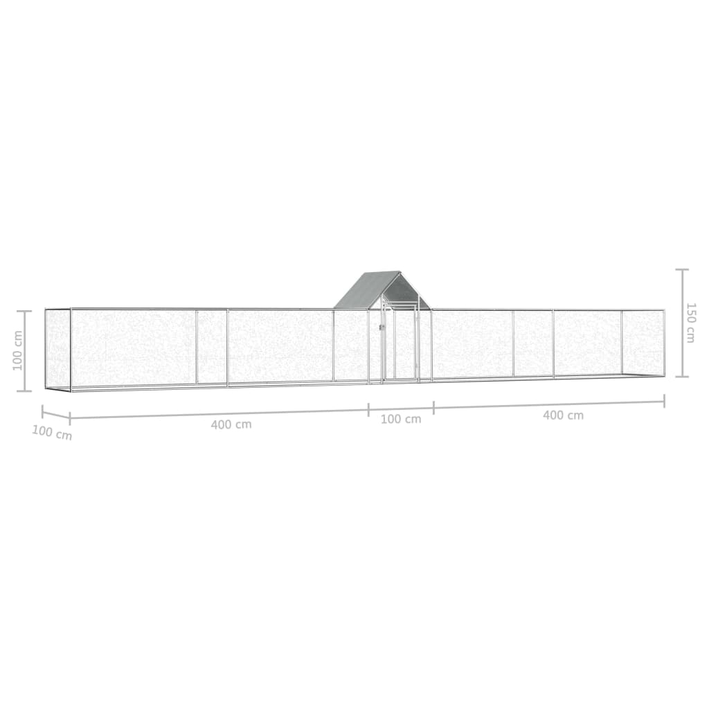 Voljeras viščiukams, 9x1x1,5m, galvanizuotas plienas