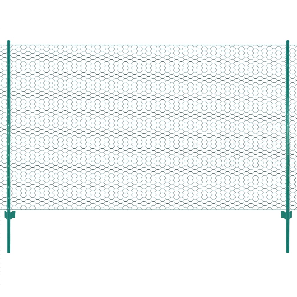 Tinklinė tvora iš vielos su stulpais, žalios sp., 25x1,5 m