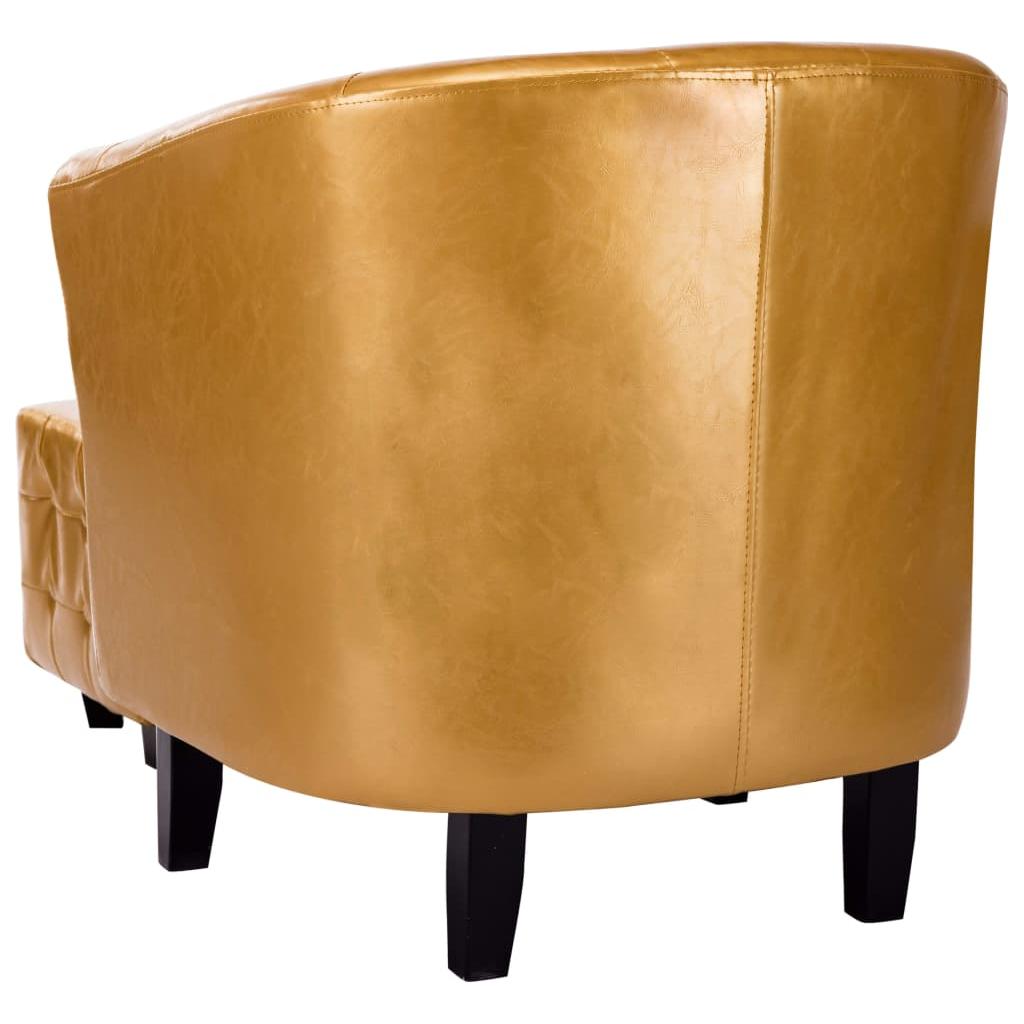 Krėslas su pakoja, auksinės spalvos, dirbtinė oda