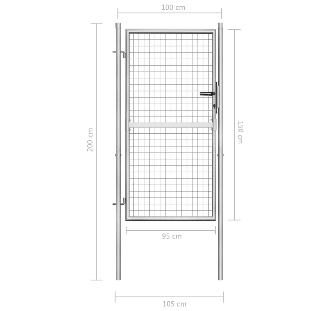 Sodo vartai, sidabrinės sp., 105x200cm, galvanizuotas plienas
