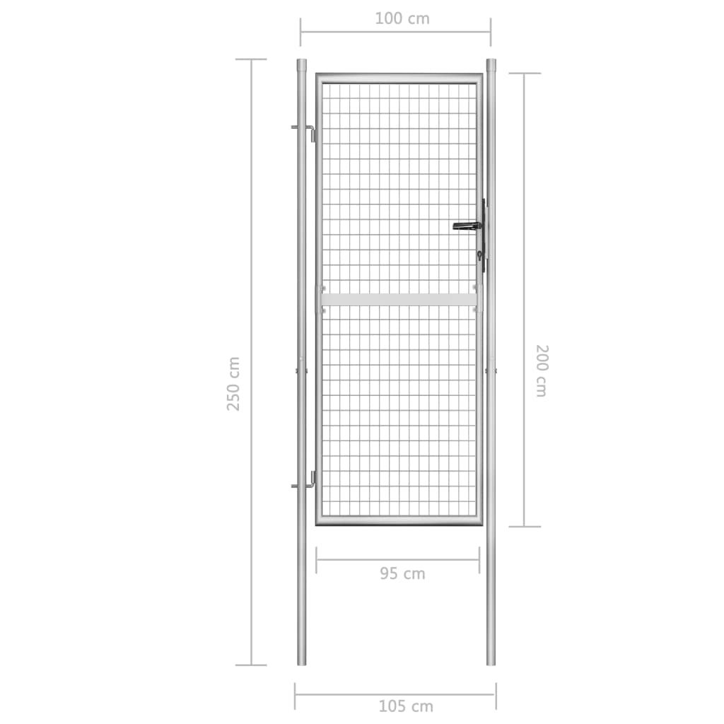 Sodo vartai, sidabrinės sp., 105x250cm, galvanizuotas plienas