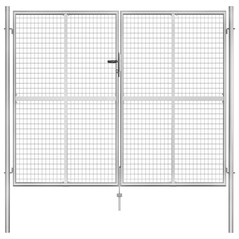 Sodo vartai, sidabrinės sp., 306x250cm, galvanizuotas plienas