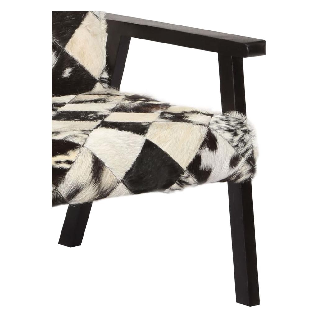 Krėslas, juodas ir baltas, 61x70x74 cm, tikra oda