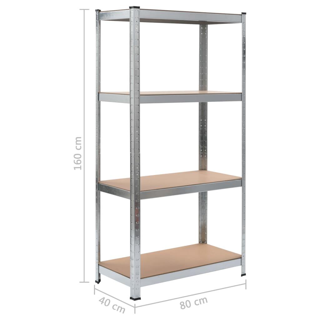 Lentynos, 2vnt., sidabrinės sp., 80x40x160cm, plienas ir MDF