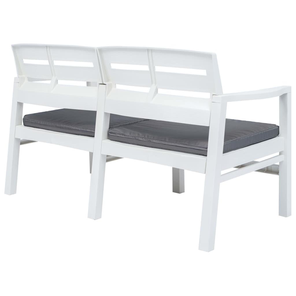 Dvivietis sodo suoliukas su pag., baltos sp., 133cm, plastikas