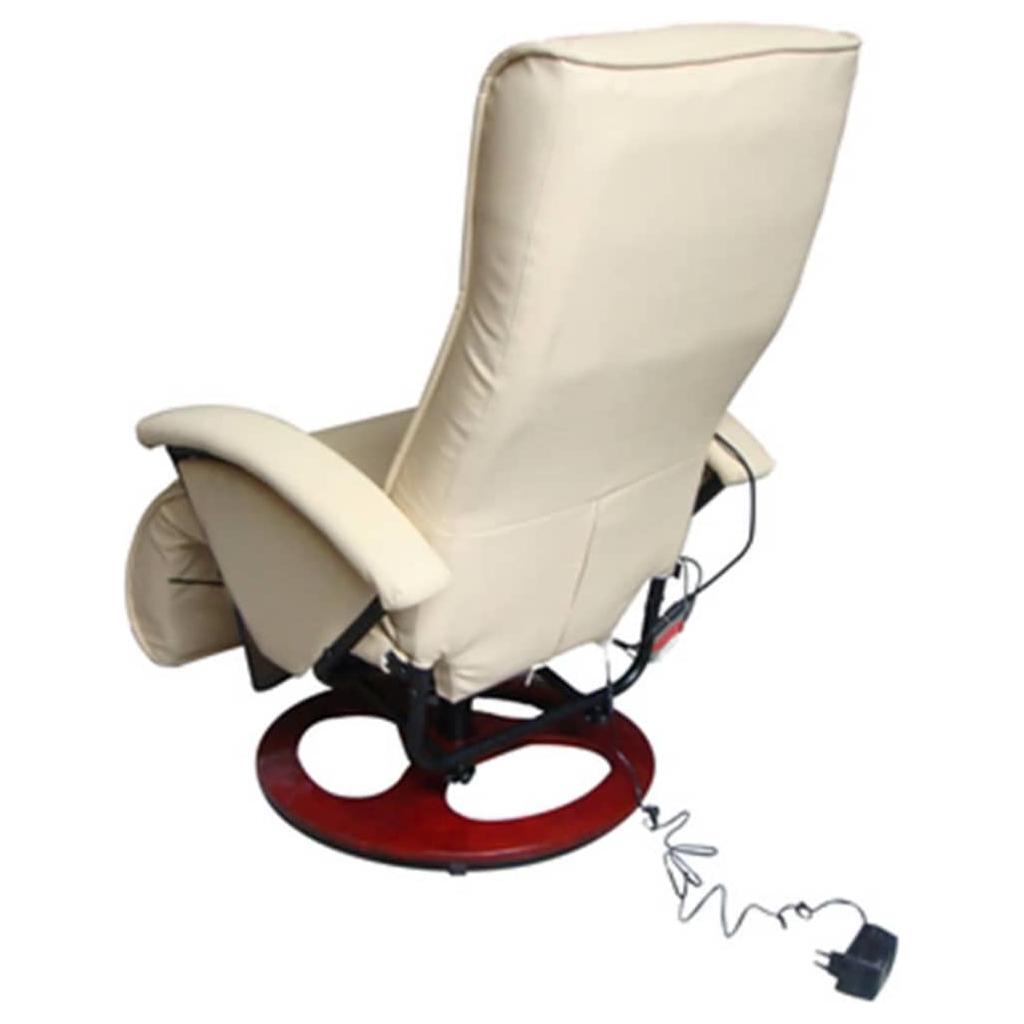 Elektrinis masažinis krėslas, dirbtinė oda, kreminės baltos sp.