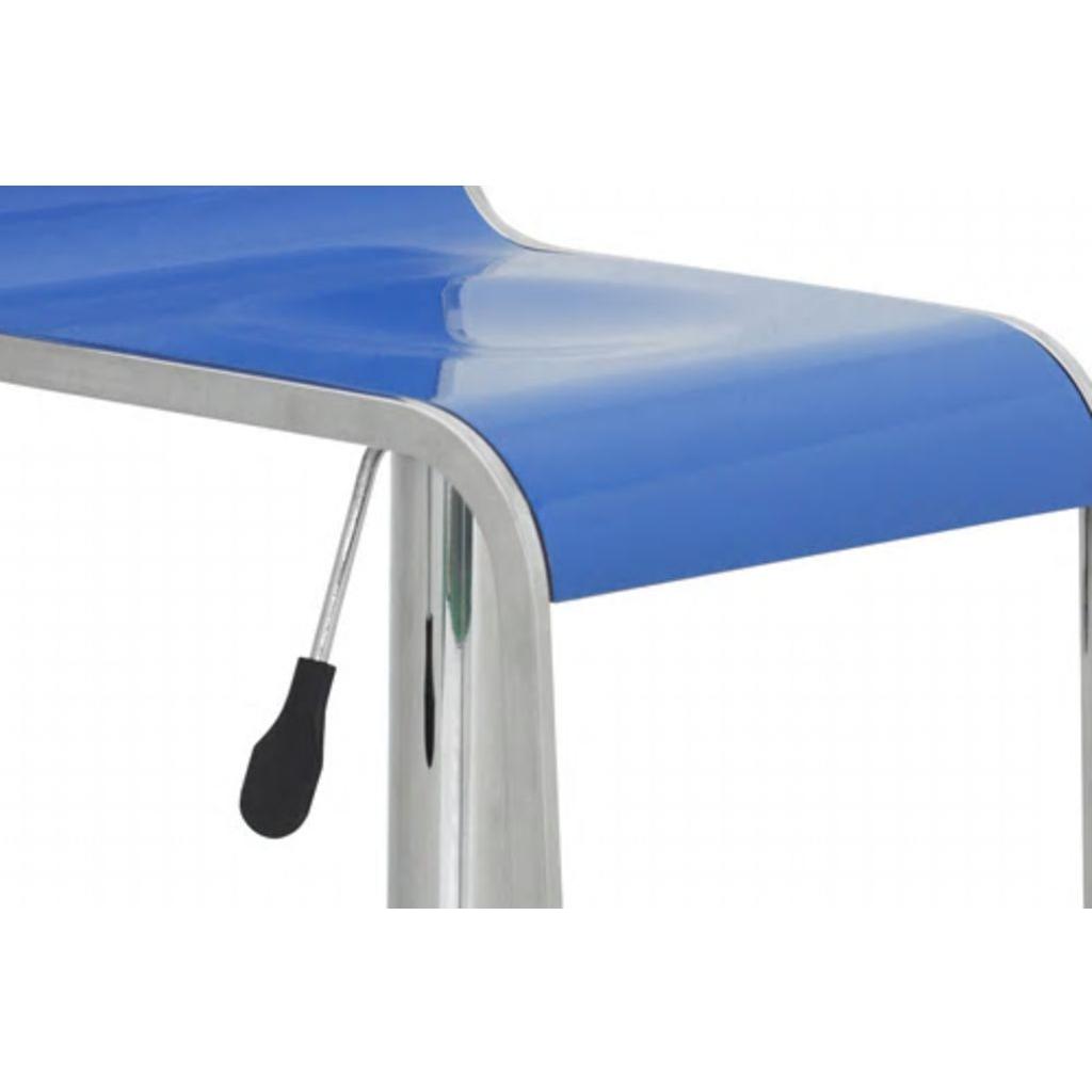 2 Mėlynų Baro Kėdžių su Žema Atrama Nugarai Komplektas, ABS Plastikas