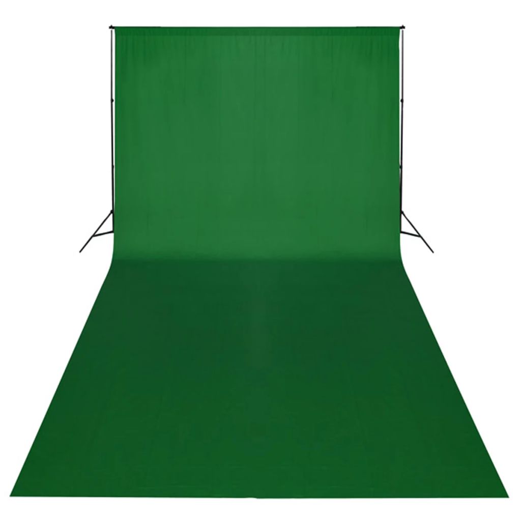 Rinkinys fotostudijai, žalias fonas 600x300cm ir šviestuvai