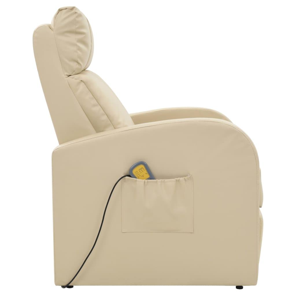 Elektr. masaž. krėslas su nuotoliniu valdymu, kreminis