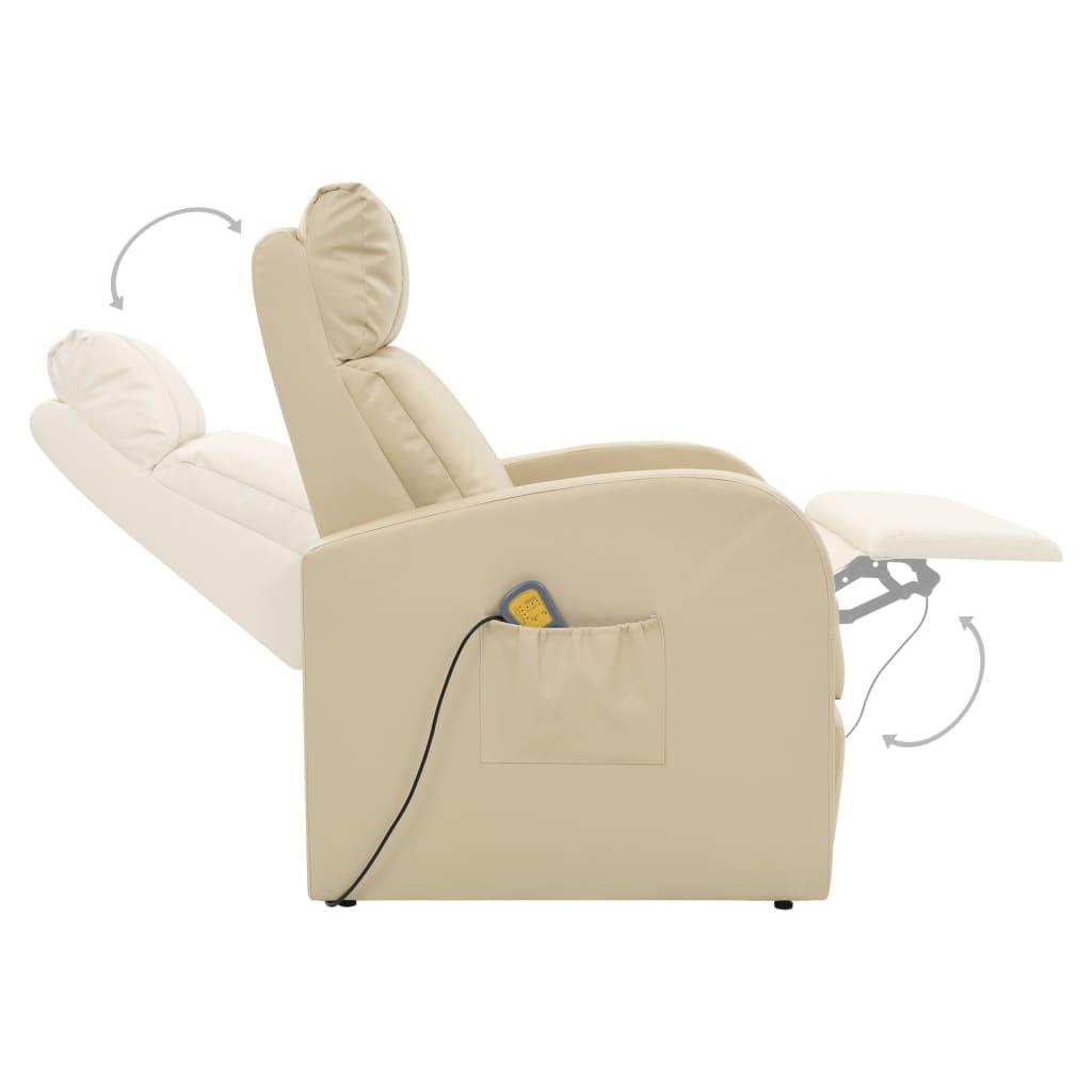 Elektr. masaž. krėslas su nuotoliniu valdymu, kreminis