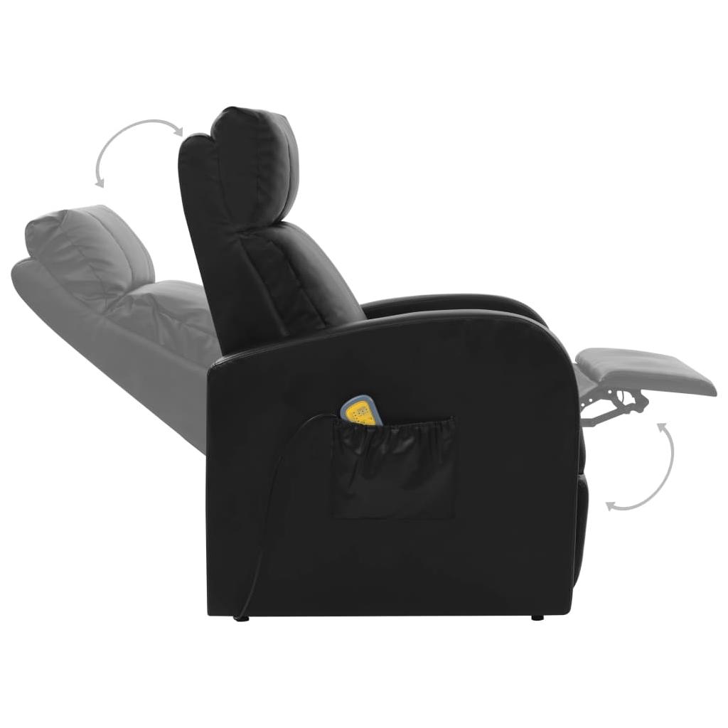 Elektr. masaž. krėslas su nuotoliniu valdymu, juodas