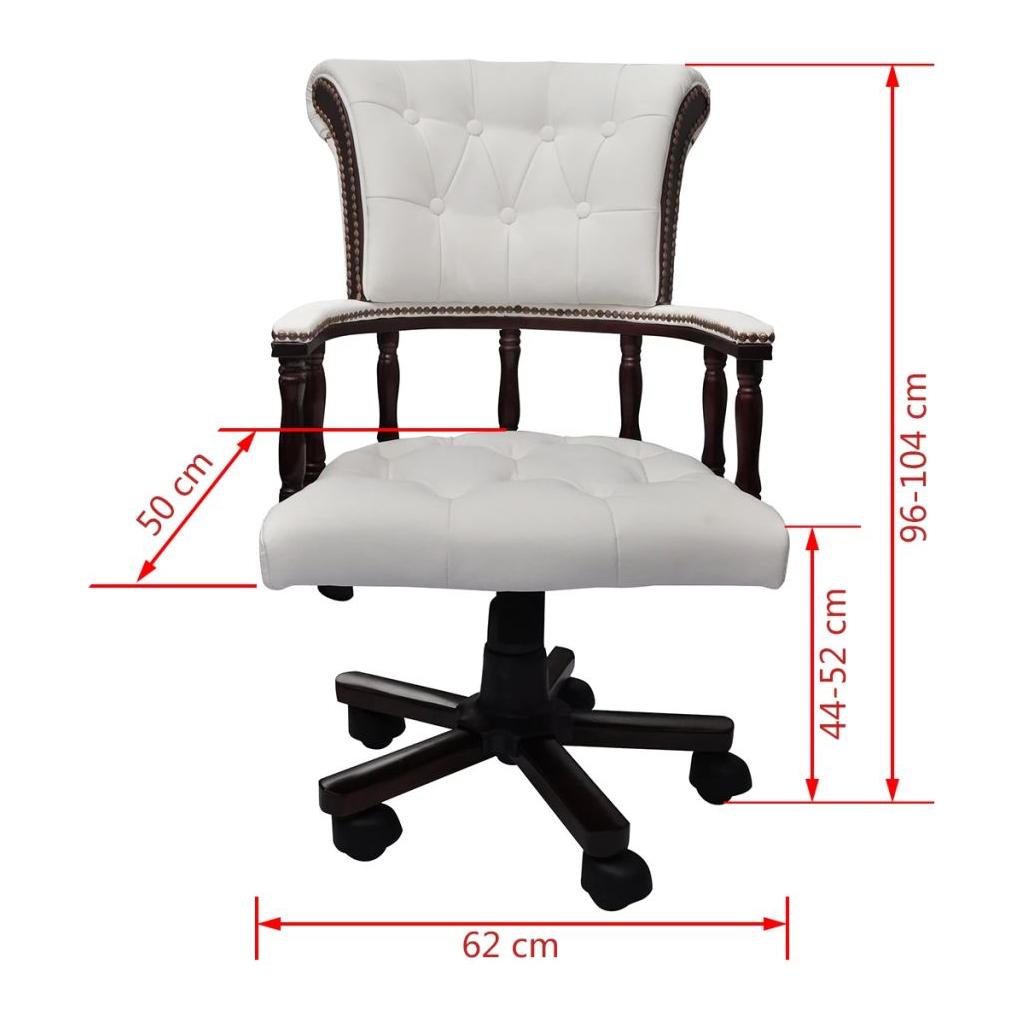 Chesterfield kapitono stiliaus biuro kėdė, pasukama, balta
