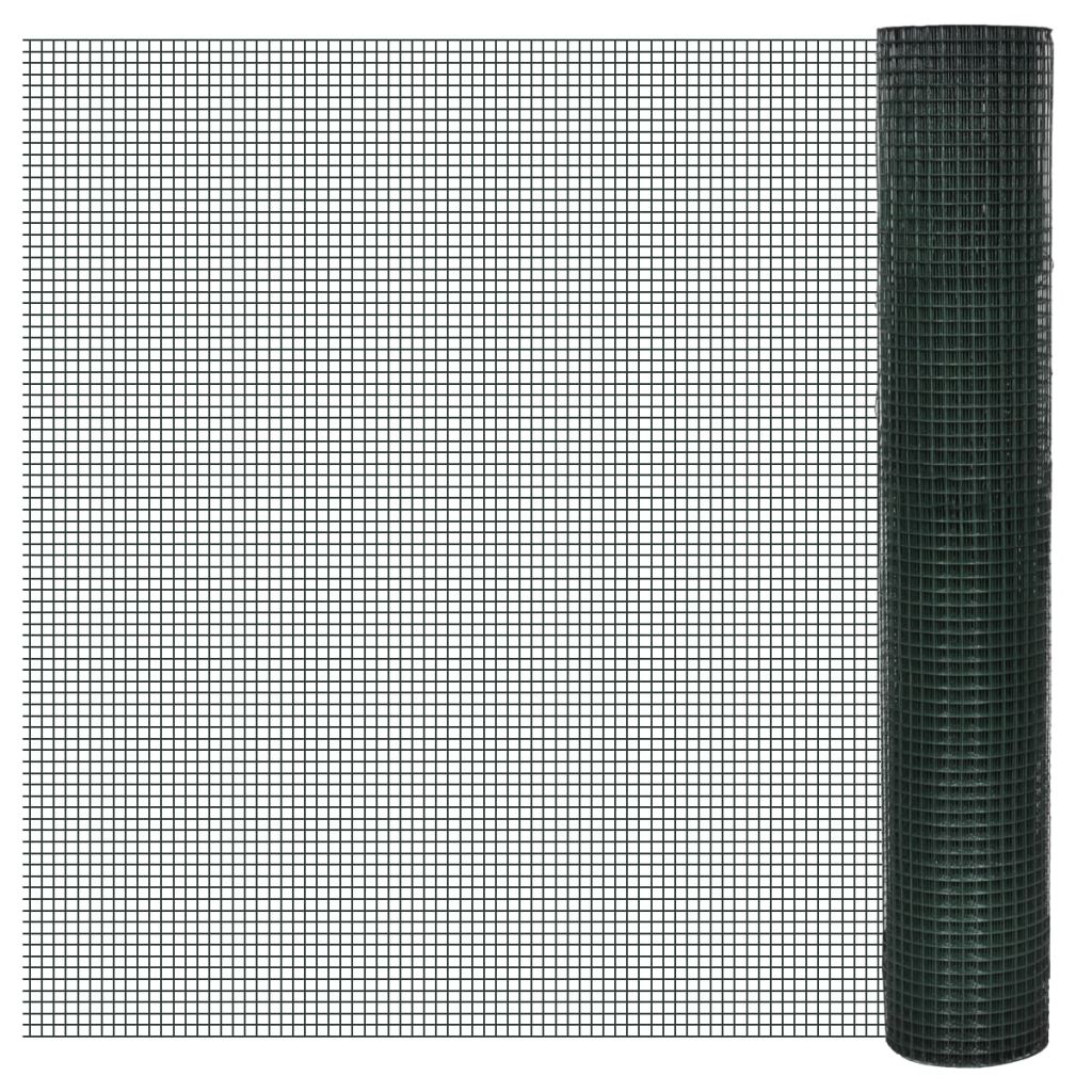 Vielinis Tinklas 1mx25m, Dengtas PVC, Galvanizuotas, Kvadratinės Akys