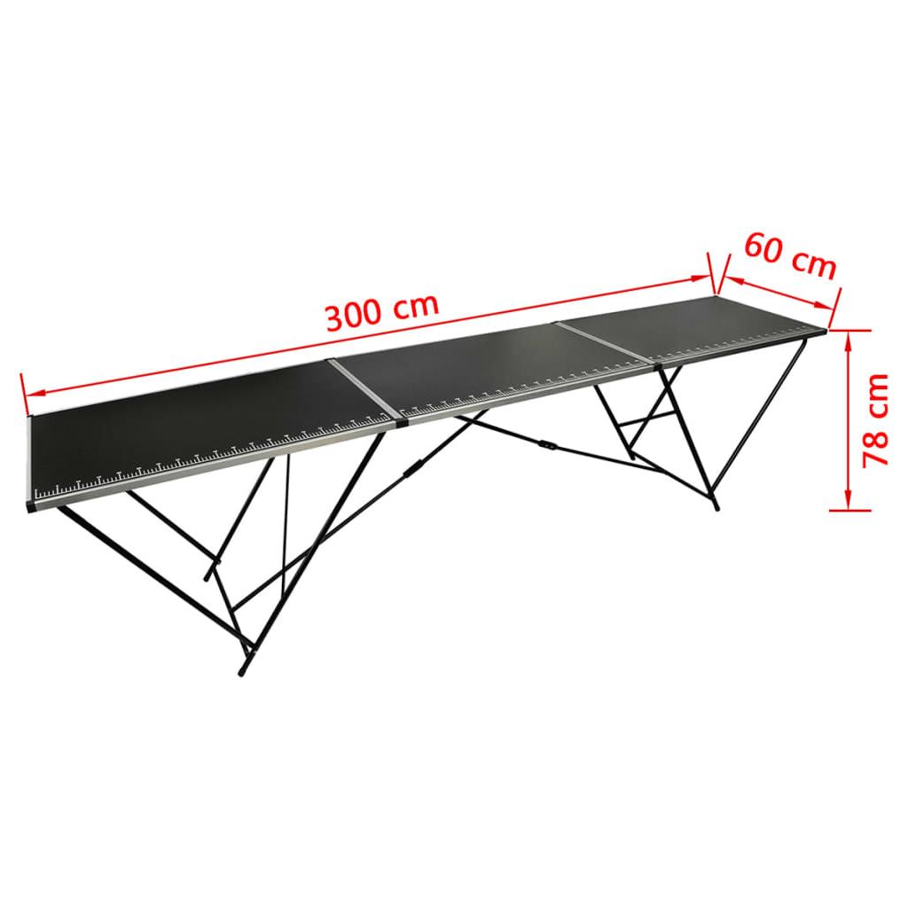 Klijavimo stalas, sulankst., MDF ir aliuminis, 300x60x78cm