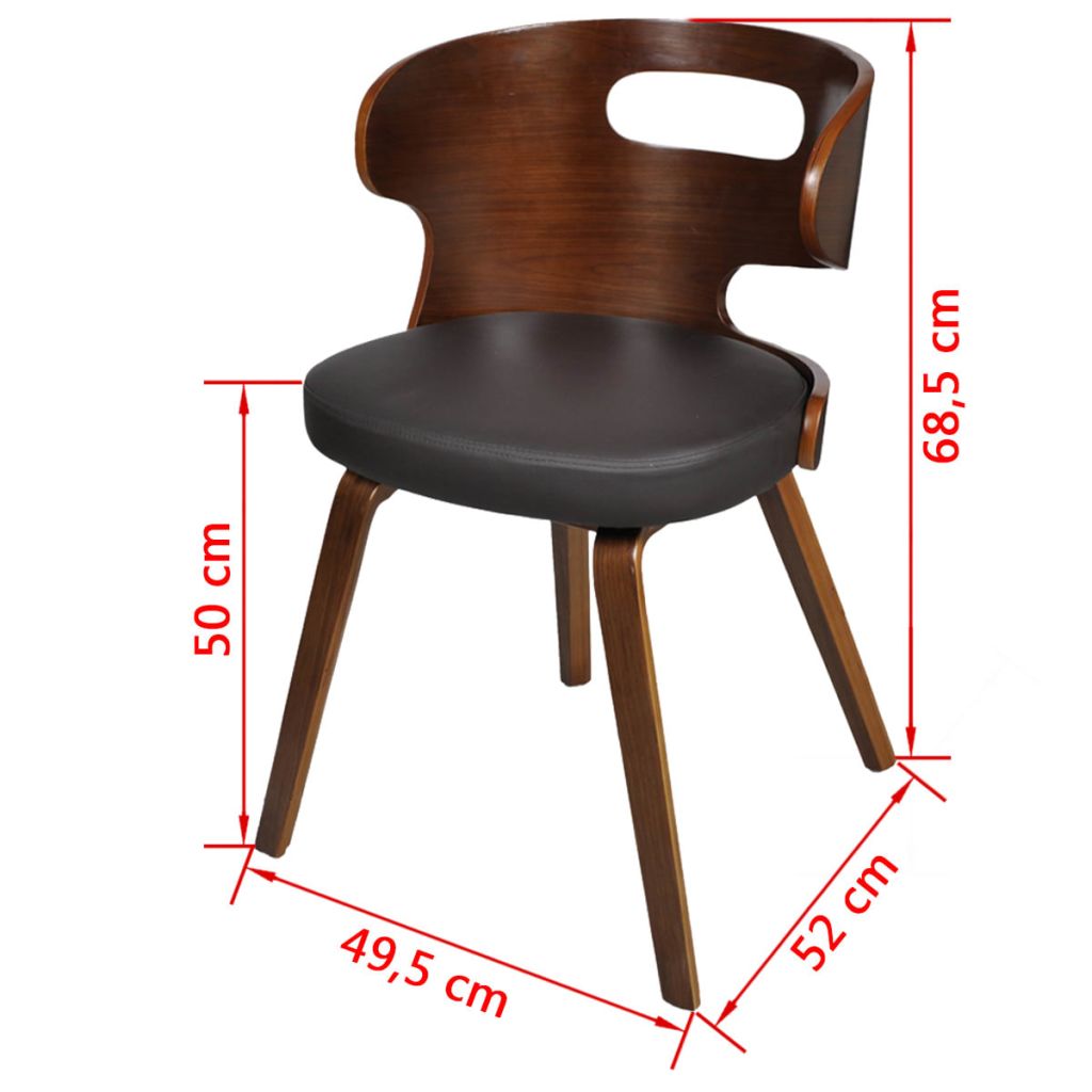 Valgomojo kėdės, 2 vnt., medinis rėmas, dirbtinė oda, rudos