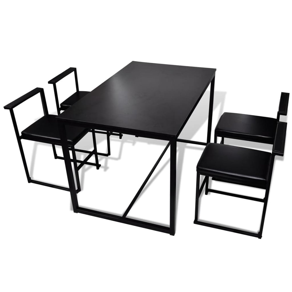 Valgomojo Stalo ir 4 Kėdžių Komplektas, Juodas