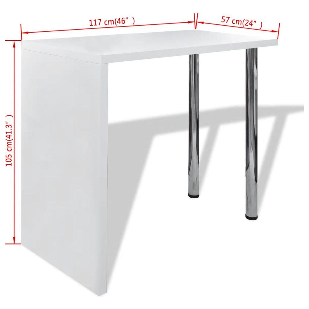 Baro stalas, MDF, su 2 plien. kojelėmis, ypač blizgus, baltas