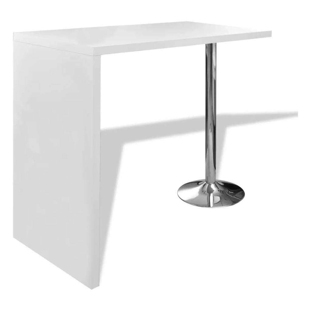 Baro stalas, MDF, su 1 plienine kojele, ypač blizgus, baltas