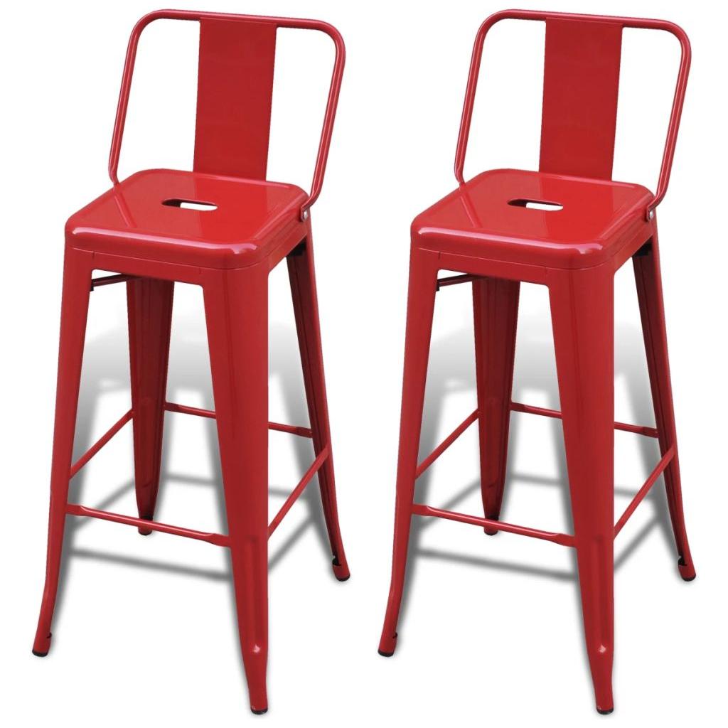 Baro kėdės, 2 vnt., kvadratinės, raudonos
