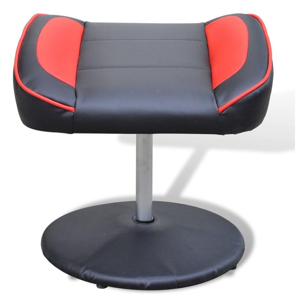 Fotelis su kėdute kojoms, reg., dirbtinė oda, juodas/raudonas