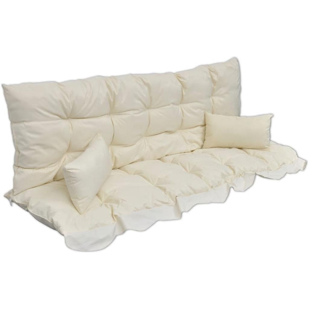 4 dal. pagalvėlių rinkinys supamai kėdei, krem. baltas audinys