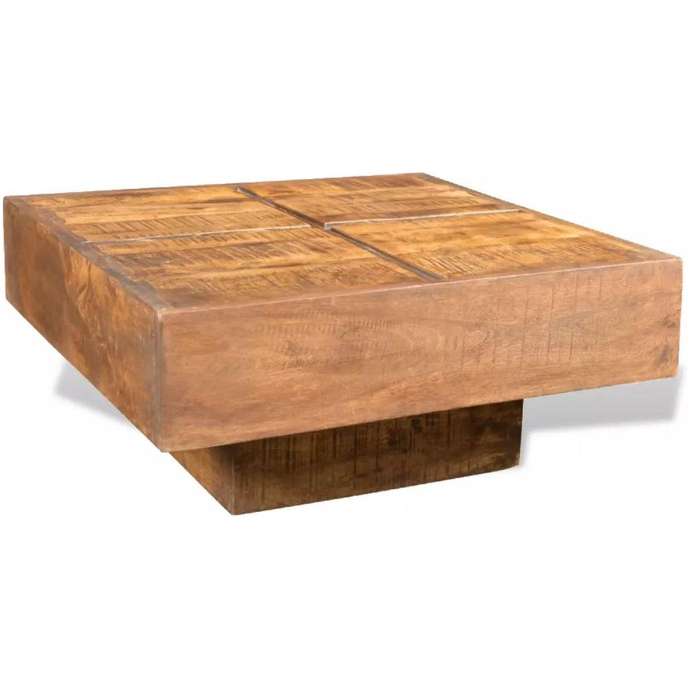 Kavos staliukas, rudas, kvadratinis, masyvi mango mediena