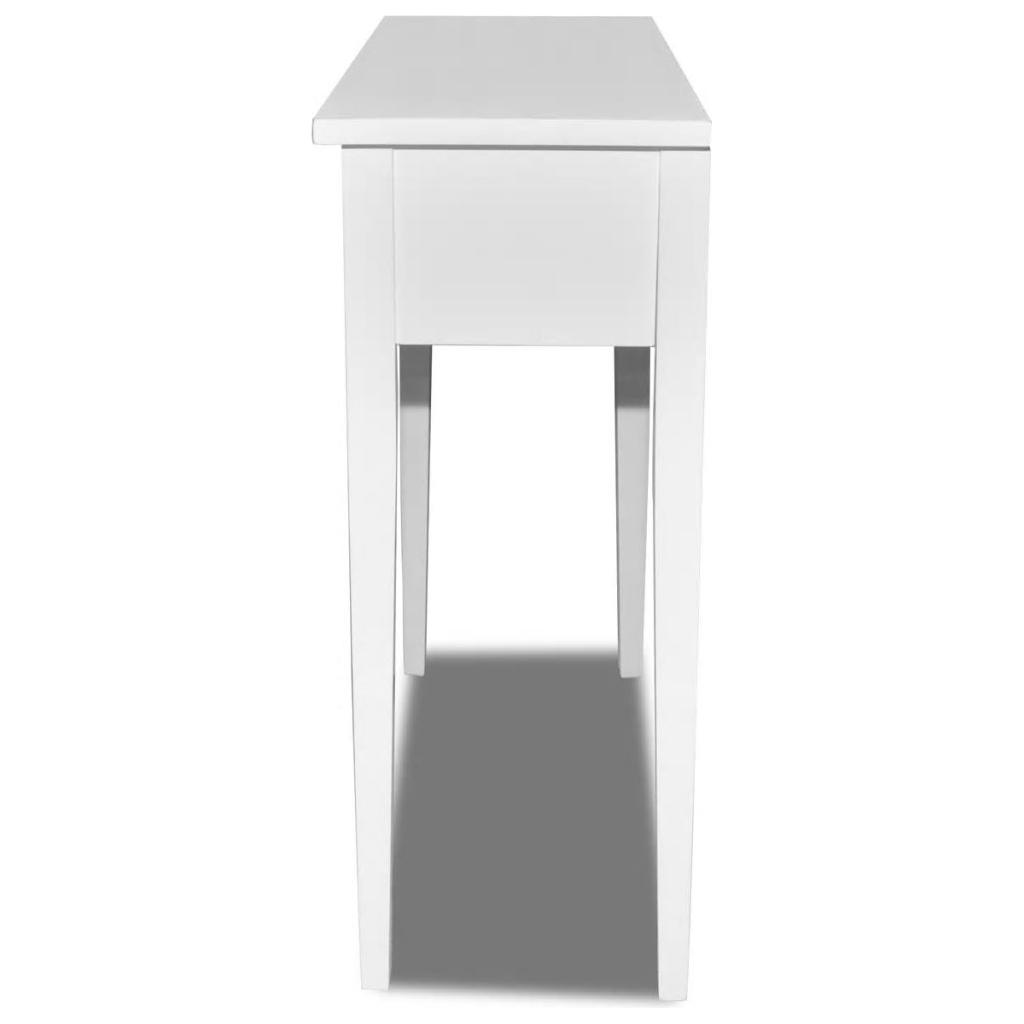 Kosmetinis konsolinis staliukas su dviem stalčiais, baltas