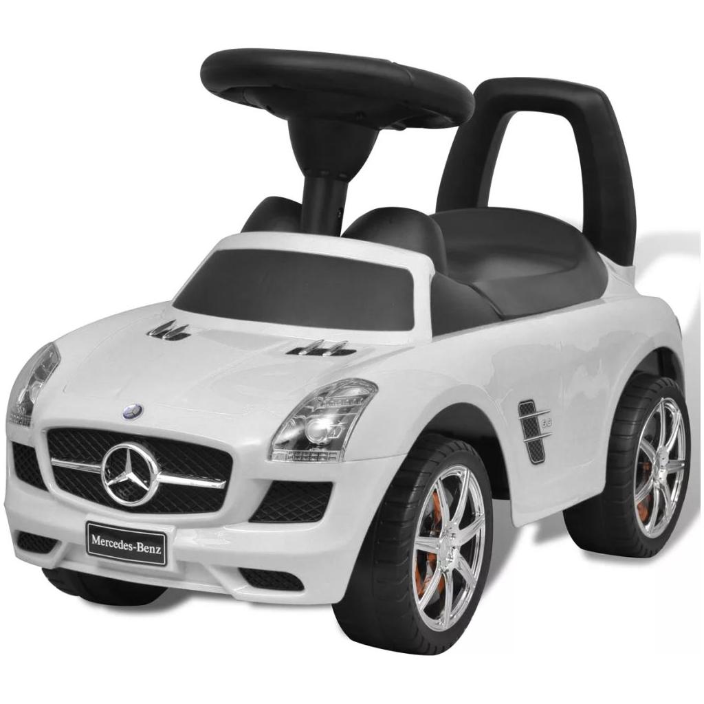 Mercedes Benz Vaikiškas Automobilis Paspirtukas, Baltas