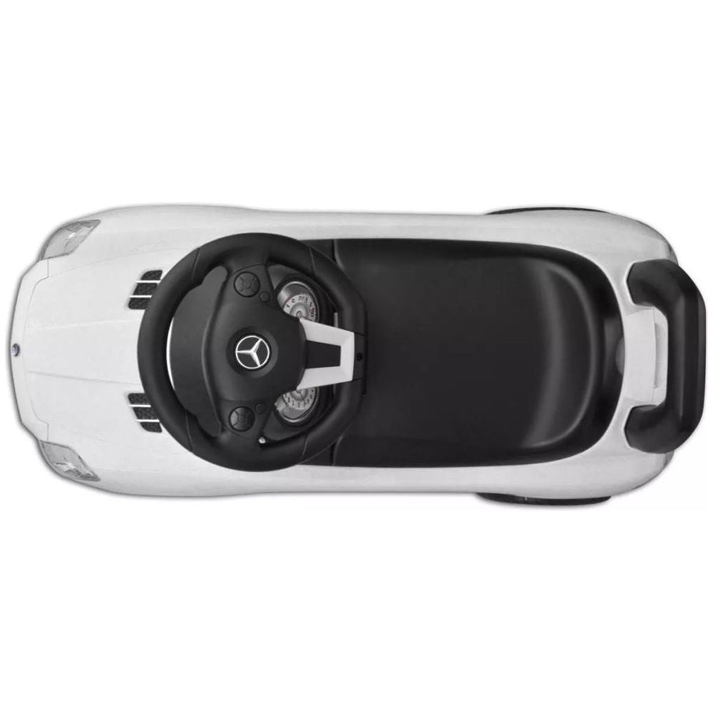 Mercedes Benz Vaikiškas Automobilis Paspirtukas, Baltas