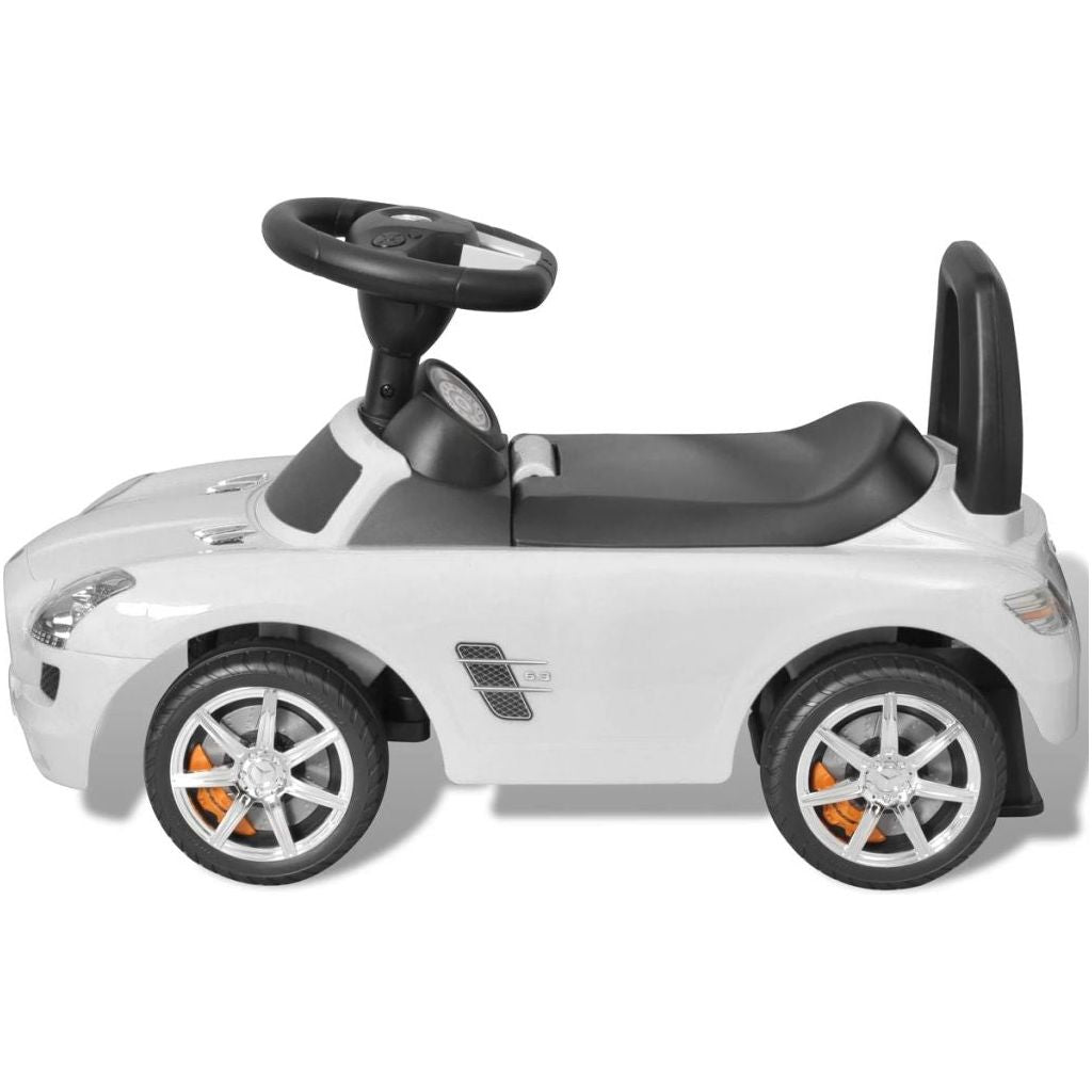 Mercedes Benz Vaikiškas Automobilis Paspirtukas, Baltas