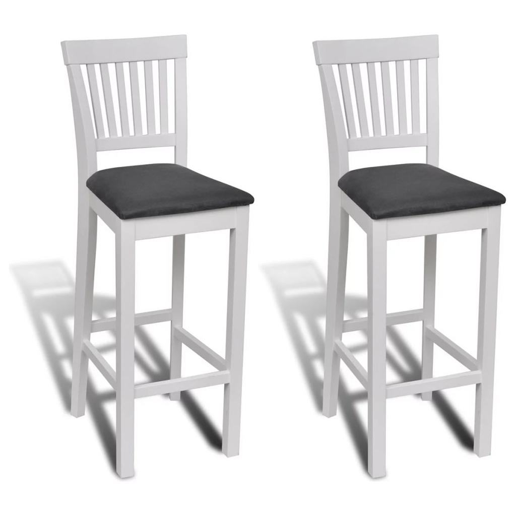 2 Baltai Dažytos Medinės Baro Kėdės