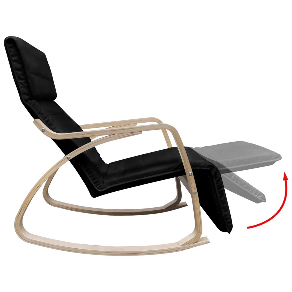 Supamoji kėdė, juoda, lenkta mediena ir audinys