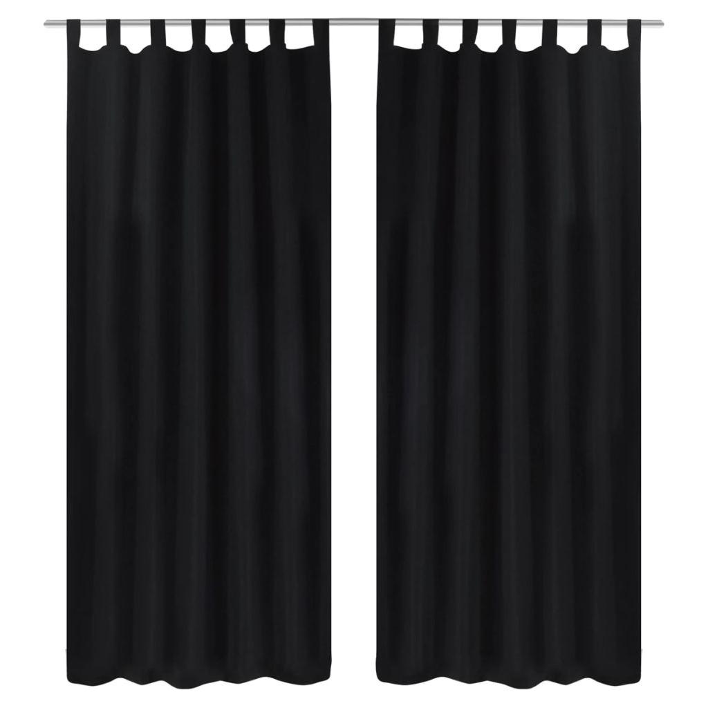 Juodos Užuolaidos su Kilpomis 140 x 175 cm, 2 vnt., Mikro Satinas
