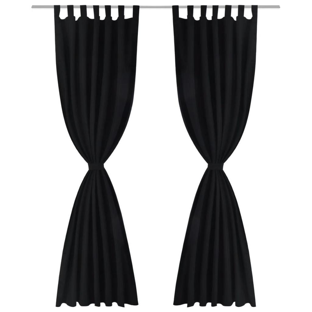 Juodos Užuolaidos su Kilpomis 140 x 175 cm, 2 vnt., Mikro Satinas