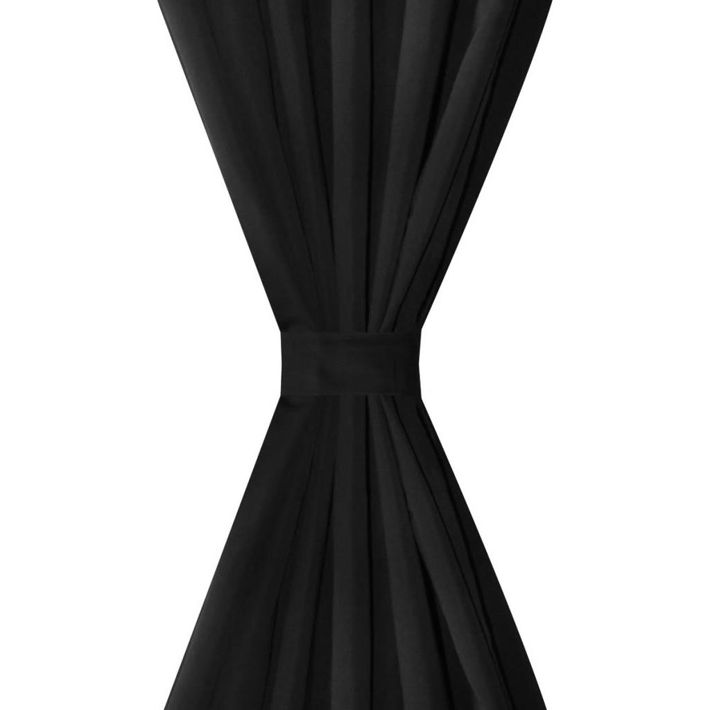 Juodos Užuolaidos su Kilpomis 140 x 175 cm, 2 vnt., Mikro Satinas