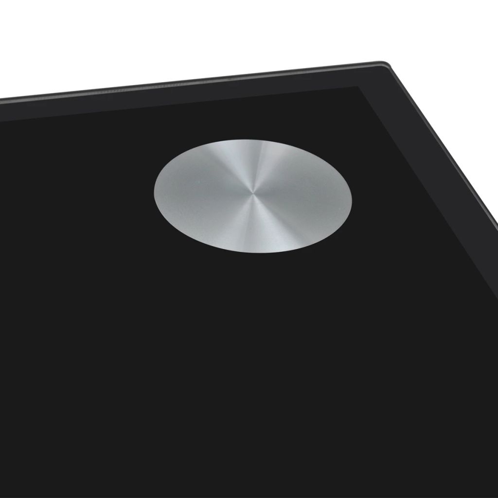 Valgomojo stalas su stikliniu stalviršiu, juodas