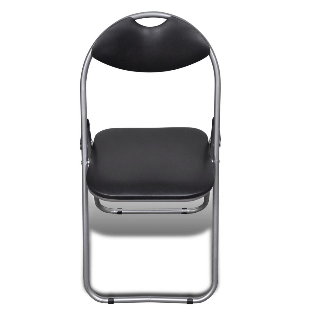 Valgomojo kėdės, 2vnt., juodos, dirbtinė oda ir plienas