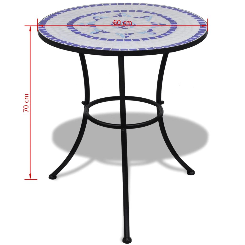 Stalas 60 cm, Mėlynos/Baltos Spalvos Mozaika